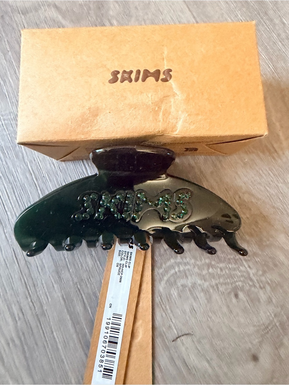 SKIMS Hair Clip Spruce Green Rhinestones HD-HCP-2909 One Size OS Mini New